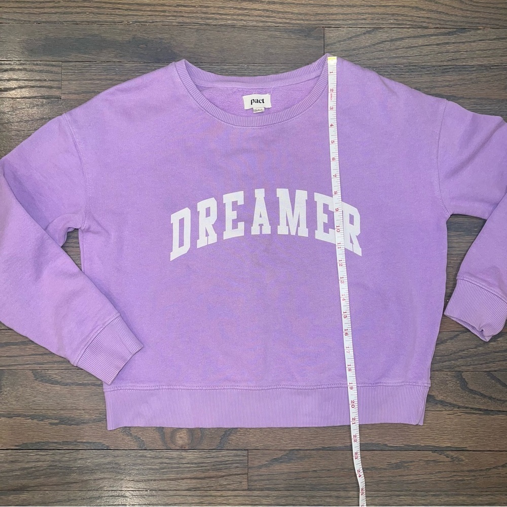 Pact Sweatshirt 100% Organic Cotton "Dreamer" Collegiate Crewneck Purple Small - Picture 4 of 7